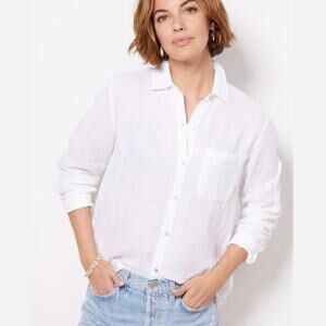Rails Evereve Ellis Cotton Gauze Button Down Shirt Top White XL